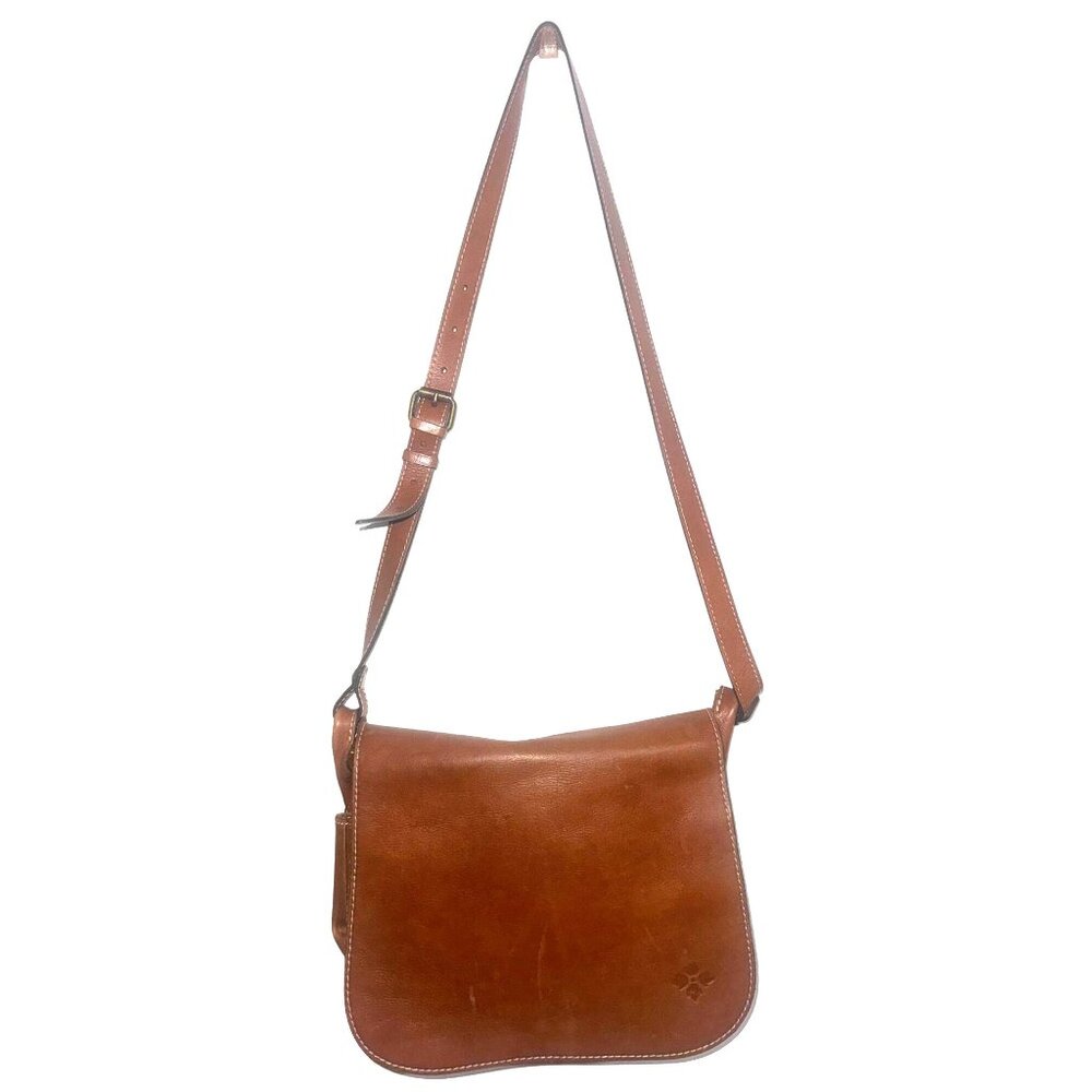 Patricia Nash Brown Leather Crossbody Bag With Adjustable Strap & Magnetic Closu